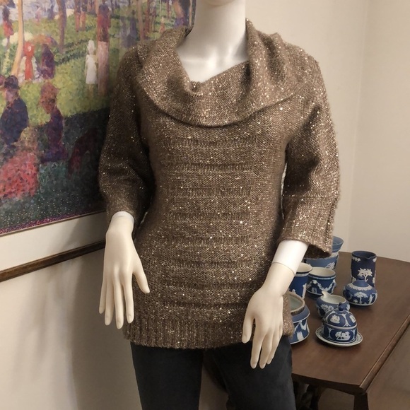 Chico’s Gold Sequin Sweater Extra Small - Picture 2 of 8